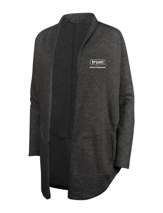 Charcoal Heather/ Medium Heather Grey Womens Interlock Cardigan w/Bryant H&C Systems Logo