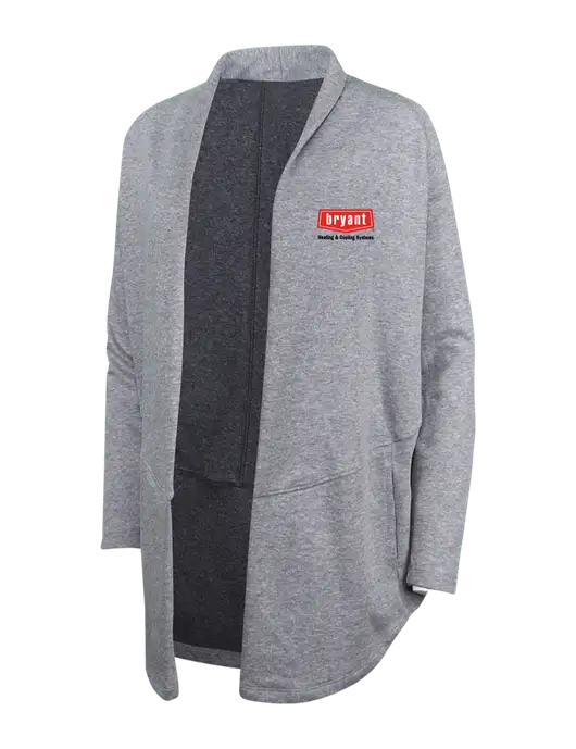 Medium Heather Grey/Char Heather Womens Interlock Cardigan w/Bryant H&C Systems Logo