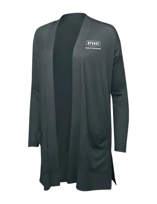Smoke Grey Womens Concept Long Pocket Cardigan w/Bryant H&C Systems Logo