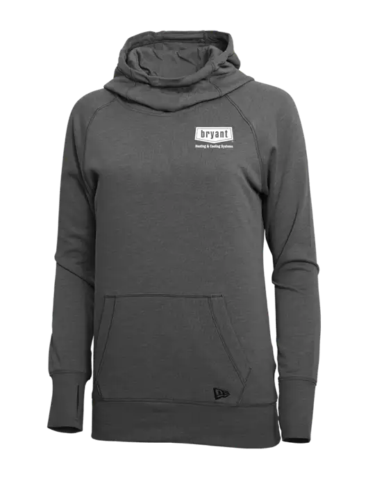New Era Black Heather Womens Tri-Blend Fleece Pullover Hoodie w/Bryant H&C Systems Logo