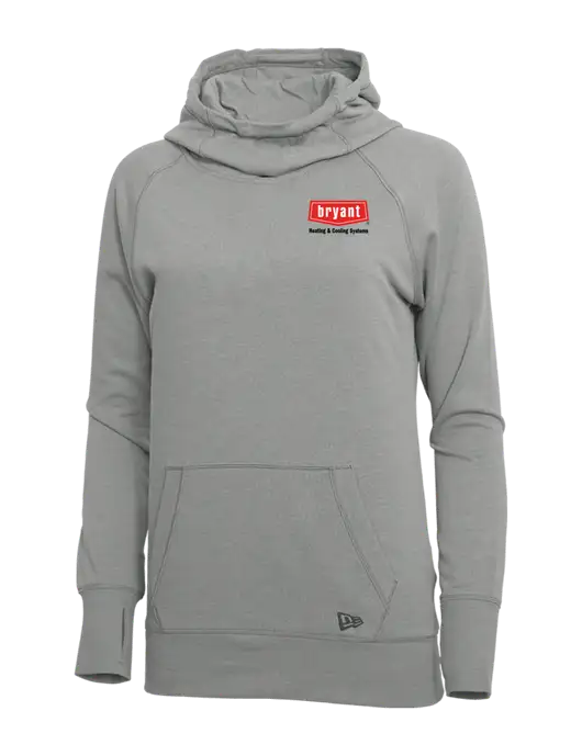 New Era Shadow Grey Heather Womens Tri-Blend Fleece Pullover Hoodie w/Bryant H&C Systems Logo