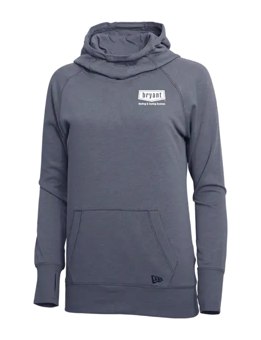 New Era True Navy Heather Womens Tri-Blend Fleece Pullover Hoodie w/Bryant H&C Systems Logo