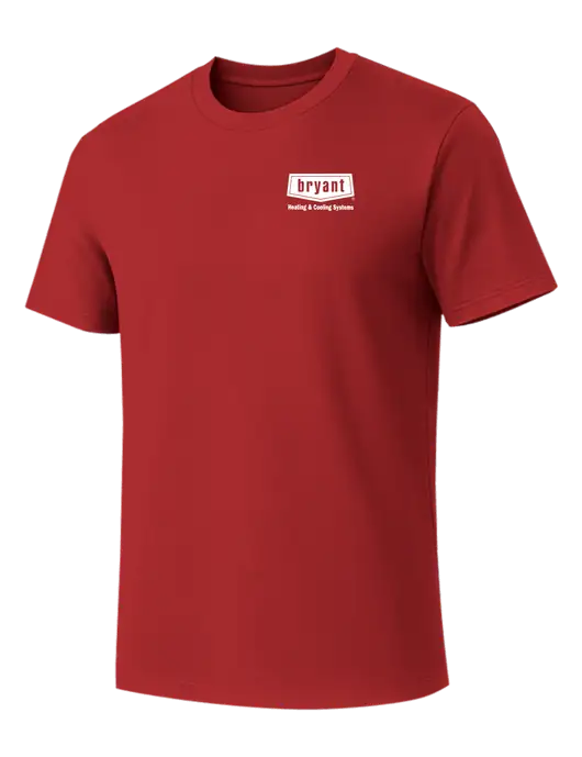 Allmade Revolution Red Organic Cotton Tee w/Bryant H&C Systems Logo