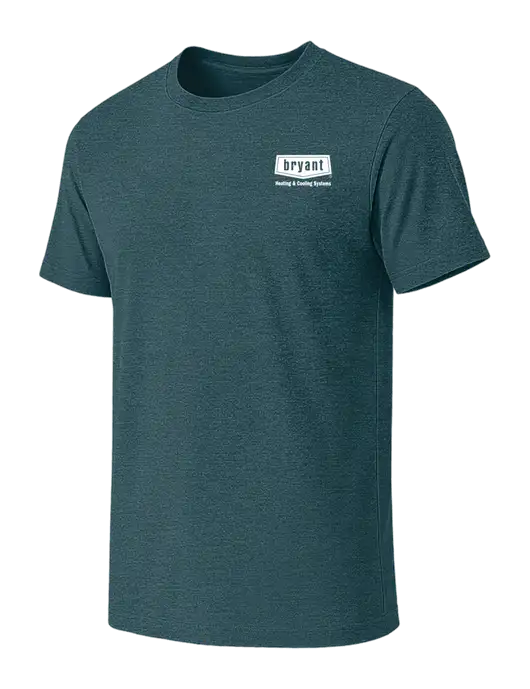 BELLA+CANVAS Heather Dark Teal CVC Short Sleeve Tee w/Bryant H&C Systems Logo