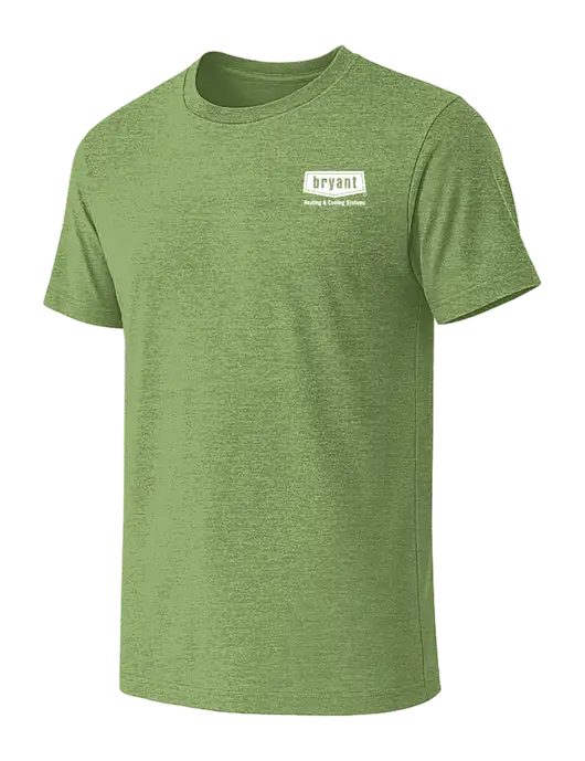 BELLA+CANVAS Heather Light Green CVC Short Sleeve Tee w/Bryant H&C Systems Logo