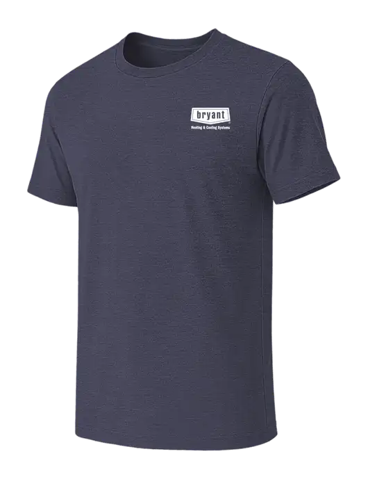 BELLA+CANVAS Heather Navy CVC Short Sleeve Tee w/Bryant H&C Systems Logo