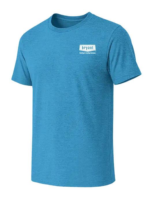 BELLA+CANVAS Heather Sapphire CVC Short Sleeve Tee w/Bryant H&C Systems Logo