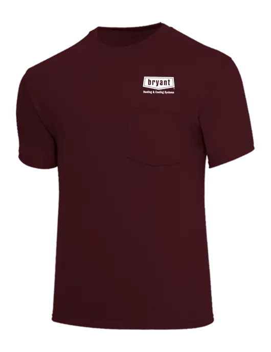 Core Blend Maroon Pocket T-Shirt w/Bryant H&C Systems Logo