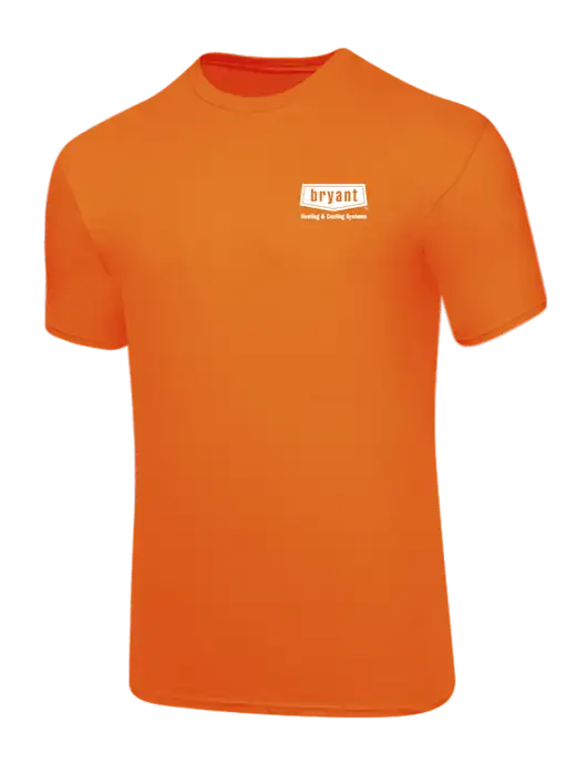 Core Blend Safety Orange T-Shirt w/Bryant H&C Systems Logo