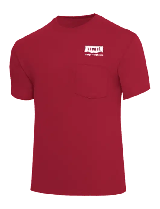 Core Blend Red Pocket T-Shirt w/Bryant H&C Systems Logo
