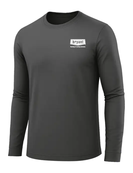 Long Sleeve Dark Grey PosiCharge Competitor Tee w/Bryant H&C Systems Logo