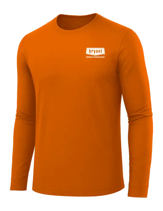 Long Sleeve Dark Orange PosiCharge Competitor Tee w/Bryant H&C Systems Logo
