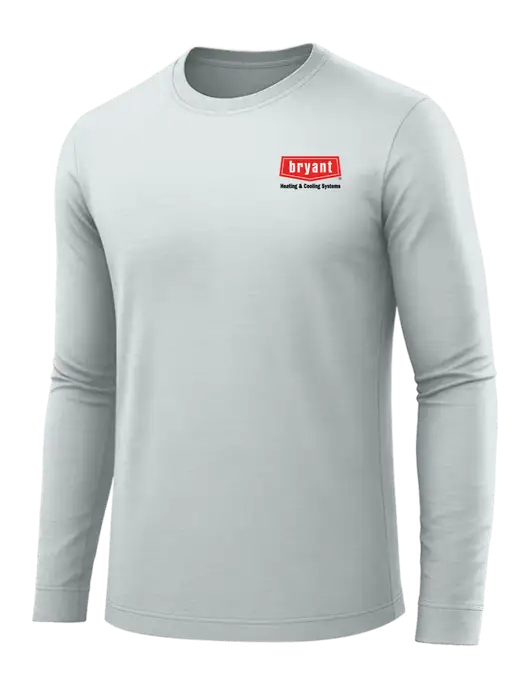 Long Sleeve Light Grey PosiCharge Competitor Tee w/Bryant H&C Systems Logo