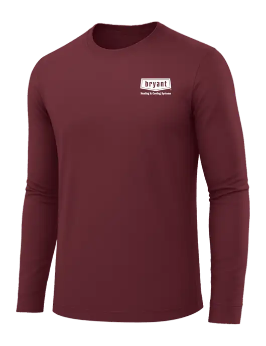 Long Sleeve Maroon PosiCharge Competitor Tee w/Bryant H&C Systems Logo