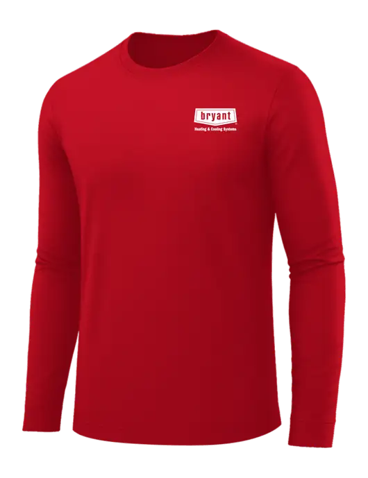 Long Sleeve Red PosiCharge Competitor Tee w/Bryant H&C Systems Logo