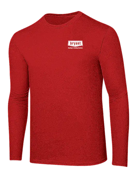 Ring Spun Dark Red 4.5 oz Long Sleeve T-Shirt w/Bryant H&C Systems Logo
