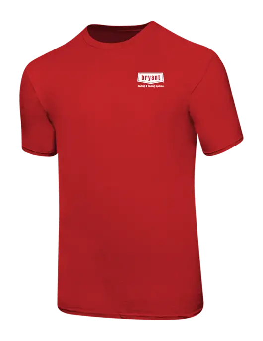 Ring Spun Red 4.5 oz T-Shirt w/Bryant H&C Systems Logo