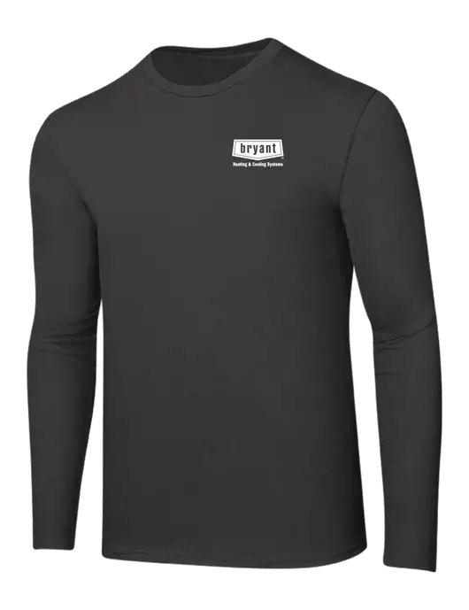 Ring Spun Charcoal 4.5 oz Long Sleeve T-Shirt w/Bryant H&C Systems Logo