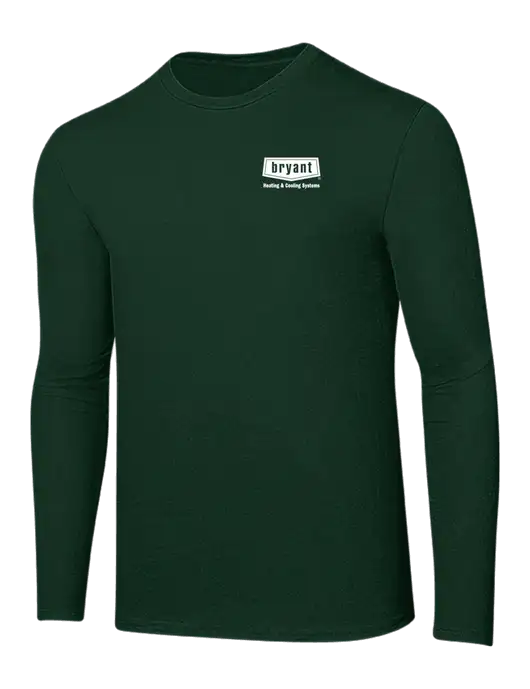 Ring Spun Forest Green 4.5 oz Long Sleeve T-Shirt w/Bryant H&C Systems Logo