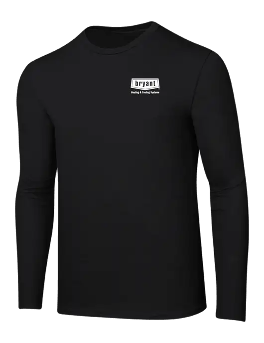 Ring Spun Jet Black 4.5 oz Long Sleeve T-Shirt w/Bryant H&C Systems Logo