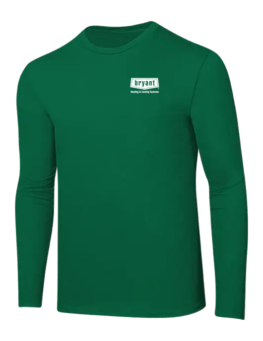 Ring Spun Kelly Green 4.5 oz Long Sleeve T-Shirt w/Bryant H&C Systems Logo