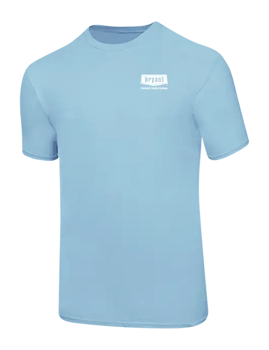 Ring Spun Light Blue 4.5 oz T-Shirt w/Bryant H&C Systems Logo