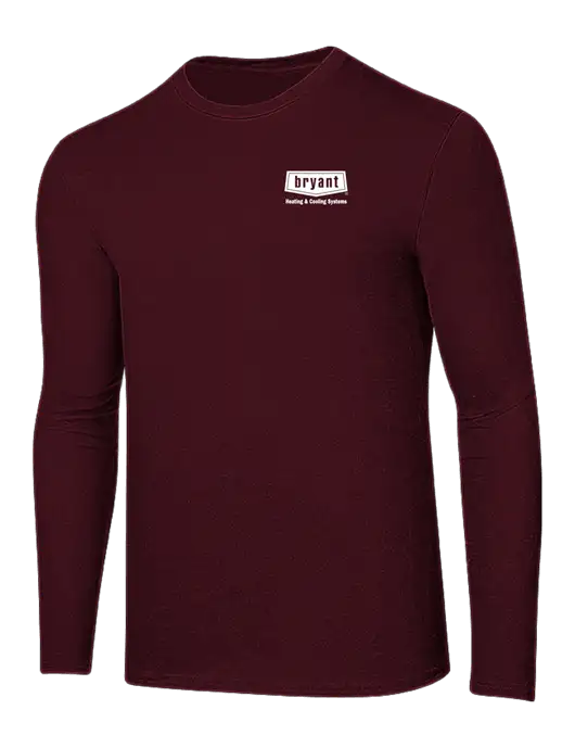 Ring Spun Maroon 4.5 oz Long Sleeve T-Shirt w/Bryant H&C Systems Logo