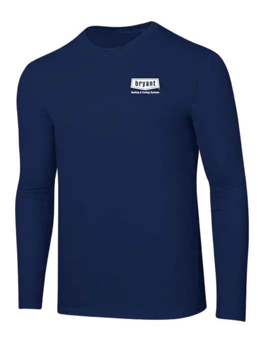 Ring Spun Navy 4.5 oz Long Sleeve T-Shirt w/Bryant H&C Systems Logo