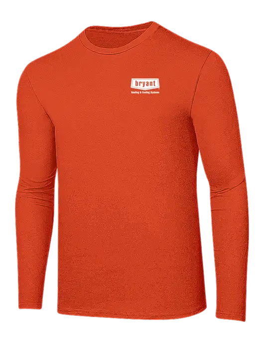 Ring Spun Orange 4.5 oz Long Sleeve T-Shirt w/Bryant H&C Systems Logo