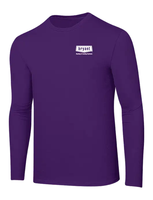 Ring Spun Purple 4.5 oz Long Sleeve T-Shirt w/Bryant H&C Systems Logo