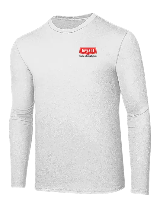 Ring Spun White 4.5 oz Long Sleeve T-Shirt w/Bryant H&C Systems Logo