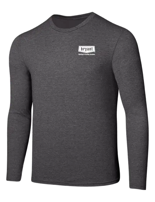 Seriously Soft Heathered Charcoal Long Sleeve T-Shirt w/Bryant H&C Systems Logo