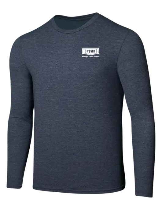 Seriously Soft Heathered Navy Long Sleeve T-Shirt w/Bryant H&C Systems Logo