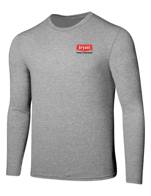 Seriously Soft Light Heathered Grey Long Sleeve T-Shirt w/Bryant H&C Systems Logo