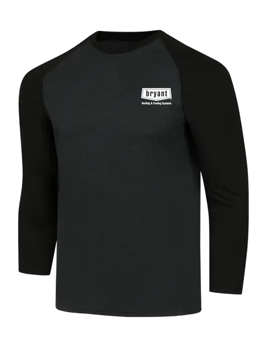 Simply Soft 3/4 Sleeve Black/Black Frost Ring Spun Cotton T-Shirt w/Bryant H&C Systems Logo