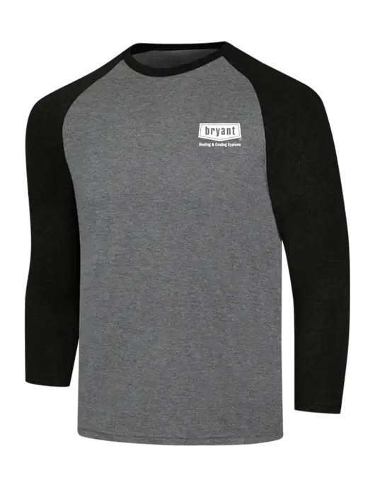 Simply Soft 3/4 Sleeve Black Frost/Grey Frost Ring Spun Cotton T-Shirt w/Bryant H&C Systems Logo