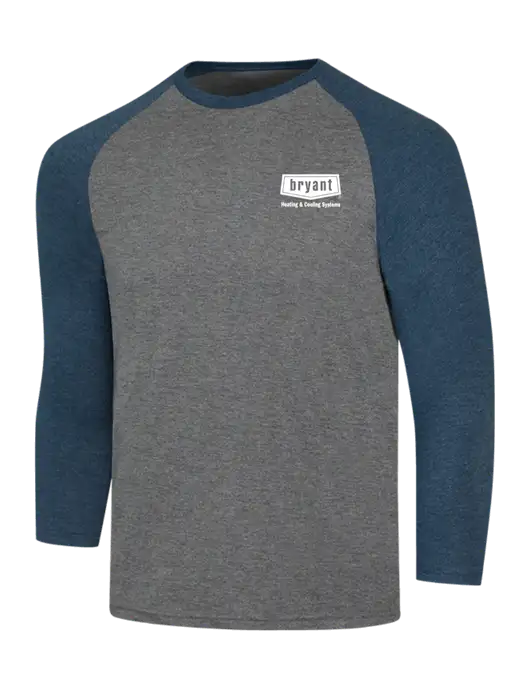 Simply Soft 3/4 Sleeve Navy Frost/Grey Frost Ring Spun Cotton T-Shirt w/Bryant H&C Systems Logo
