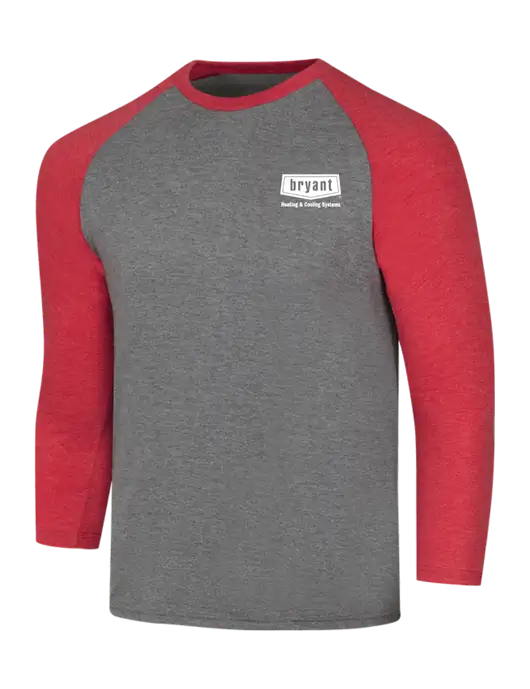 Simply Soft 3/4 Sleeve Red Frost/Grey Frost Ring Spun Cotton T-Shirt w/Bryant H&C Systems Logo