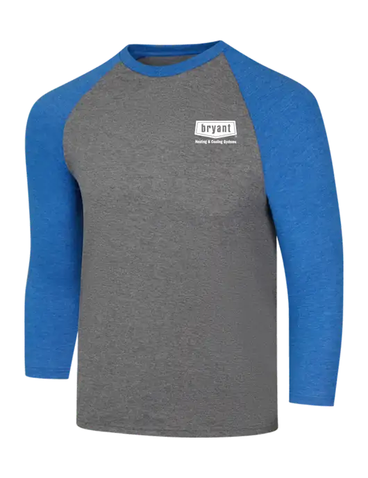 Simply Soft 3/4 Sleeve Royal Frost/Grey Frost Ring Spun Cotton T-Shirt w/Bryant H&C Systems Logo