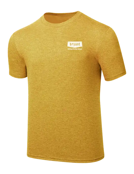 Simply Soft Yellow Gold Heathered 4.5oz Poly/Combed Ring Spun Cotton T-Shirt
 w/Bryant H&C Systems Logo