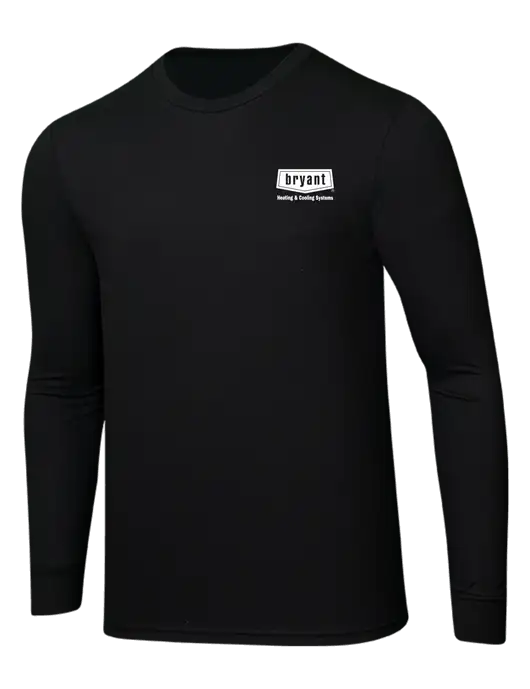 Simply Soft Long Sleeve Black 4.5 oz, Poly/Combed Ring Spun Cotton T-Shirt w/Bryant H&C Systems Logo