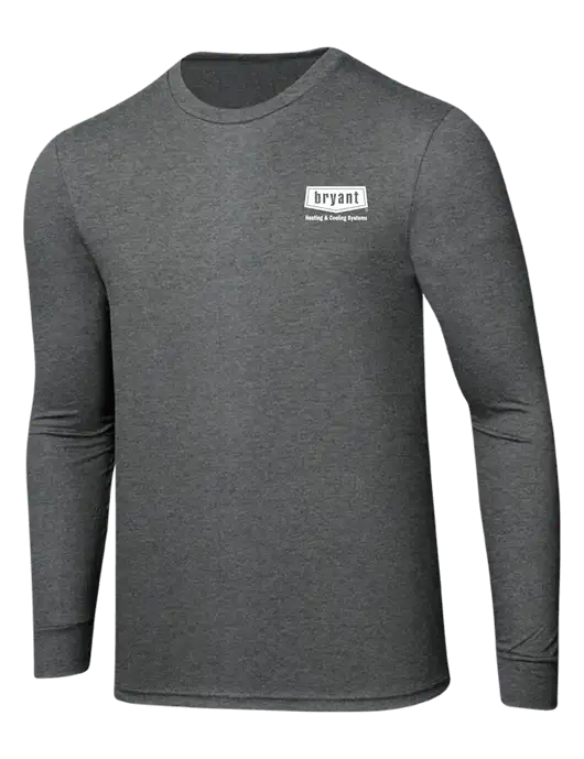 Simply Soft Long Sleeve Medium Grey Frost 4.5 oz, Poly/Combed Ring Spun Cotton T-Shirt w/Bryant H&C Systems Logo