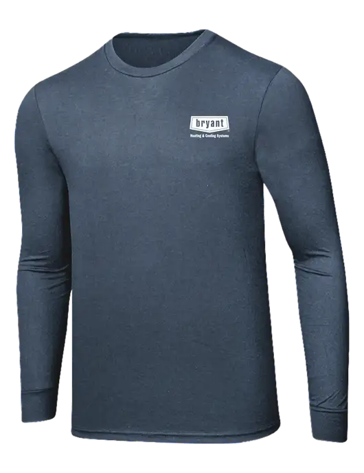 Simply Soft Long Sleeve Navy Frost 4.5 oz, Poly/Combed Ring Spun Cotton T-Shirt w/Bryant H&C Systems Logo