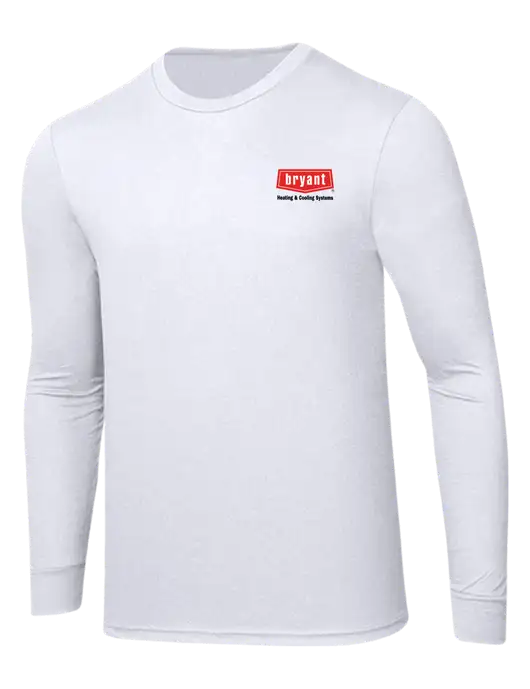 Simply Soft Long Sleeve White 4.5 oz, Poly/Combed Ring Spun Cotton T-Shirt w/Bryant H&C Systems Logo