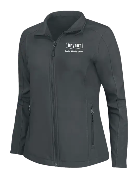 Charcoal Grey Womens Core Soft Shell Jacket w/Bryant H&C Systems Logo