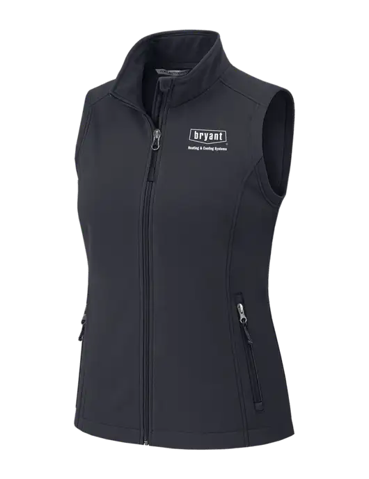 Charcoal Grey Womens Core Soft Shell Vest w/Bryant H&C Systems Logo