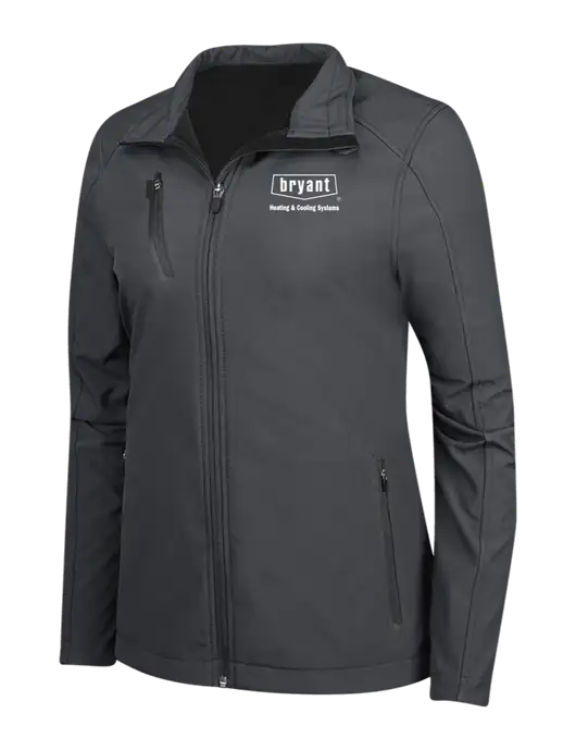 Dark Grey Womens Welded Softshell Jacket w/Bryant H&C Systems Logo