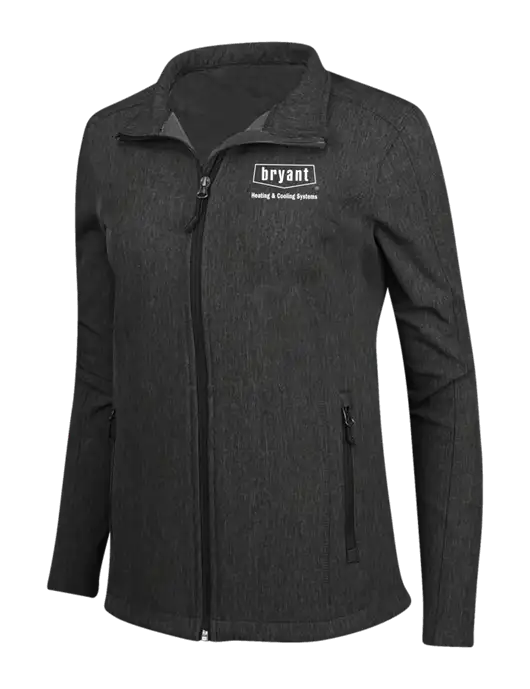 Black Charcoal Heather Womens Core Soft Shell Jacket w/Bryant H&C Systems Logo