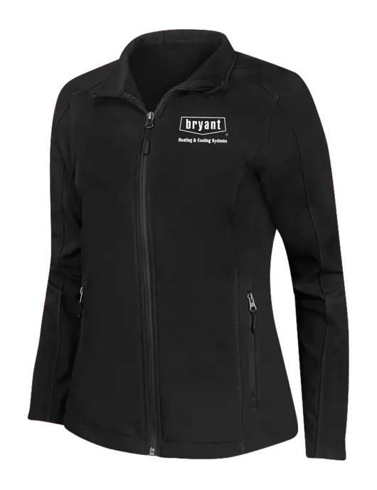 Black Womens Core Soft Shell Jacket w/Bryant H&C Systems Logo