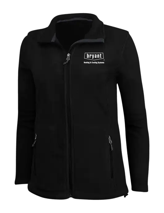 Womens Black Fleece Jacket w/Bryant H&C Systems Logo